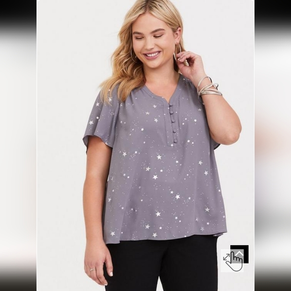 Torrid Georgette Button PlacketBlouse Size 00 (Out of Stock online) - Picture 2 of 15